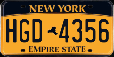 NY license plate HGD4356