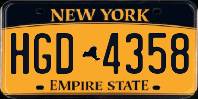 NY license plate HGD4358