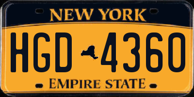 NY license plate HGD4360