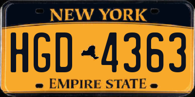 NY license plate HGD4363
