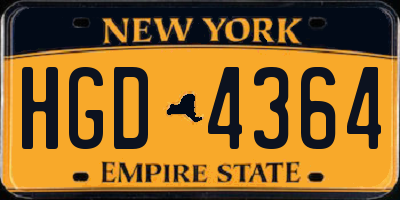 NY license plate HGD4364