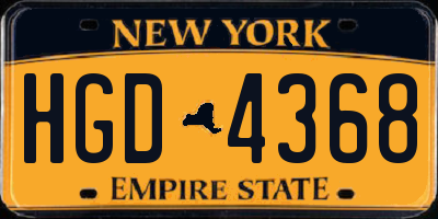 NY license plate HGD4368