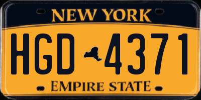 NY license plate HGD4371