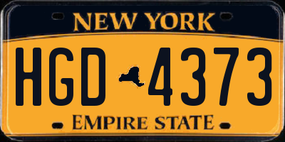 NY license plate HGD4373