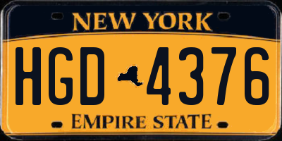 NY license plate HGD4376