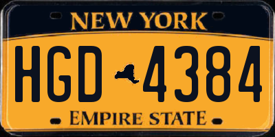 NY license plate HGD4384