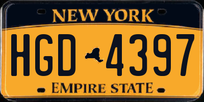 NY license plate HGD4397