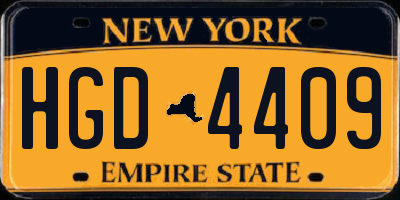 NY license plate HGD4409