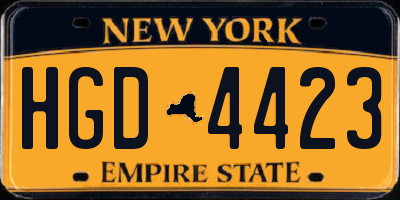 NY license plate HGD4423