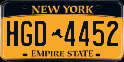 NY license plate HGD4452