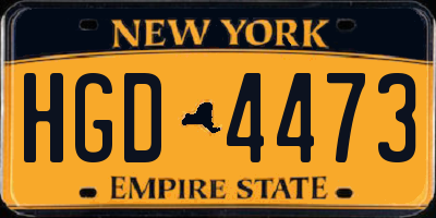NY license plate HGD4473
