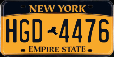 NY license plate HGD4476