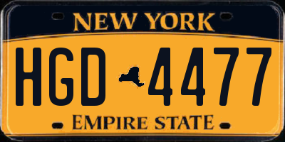 NY license plate HGD4477