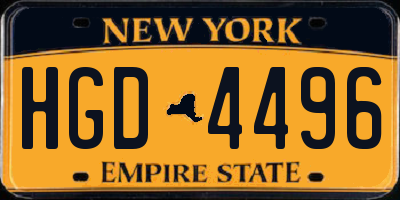 NY license plate HGD4496