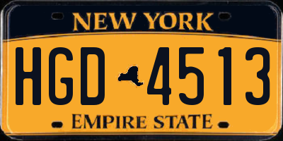 NY license plate HGD4513
