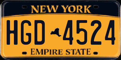 NY license plate HGD4524