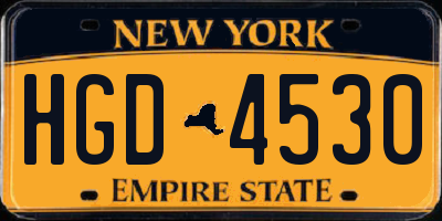 NY license plate HGD4530