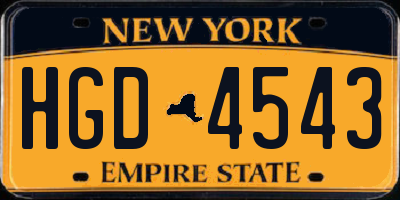 NY license plate HGD4543