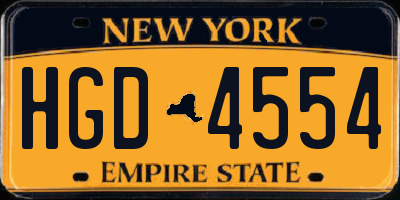 NY license plate HGD4554