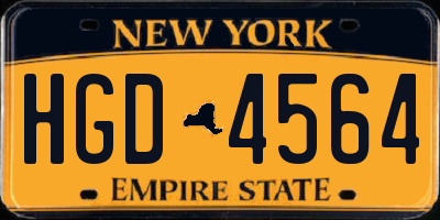 NY license plate HGD4564