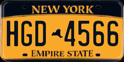 NY license plate HGD4566