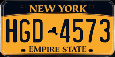 NY license plate HGD4573
