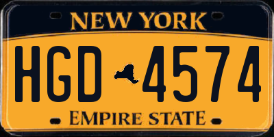 NY license plate HGD4574