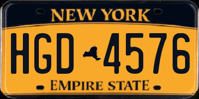 NY license plate HGD4576