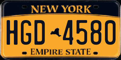 NY license plate HGD4580