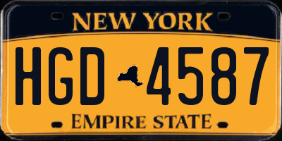 NY license plate HGD4587