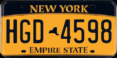 NY license plate HGD4598