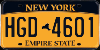 NY license plate HGD4601
