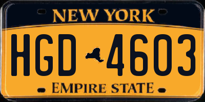 NY license plate HGD4603