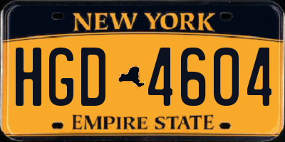 NY license plate HGD4604