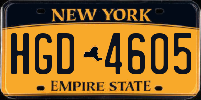 NY license plate HGD4605