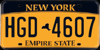 NY license plate HGD4607