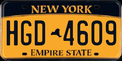 NY license plate HGD4609