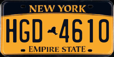 NY license plate HGD4610