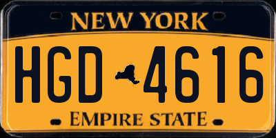 NY license plate HGD4616