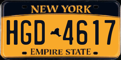 NY license plate HGD4617
