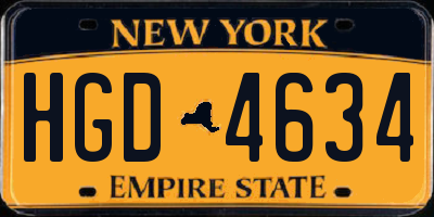 NY license plate HGD4634