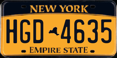 NY license plate HGD4635