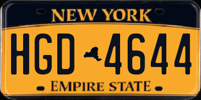 NY license plate HGD4644