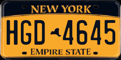 NY license plate HGD4645