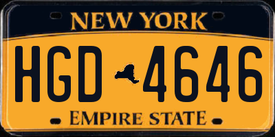 NY license plate HGD4646