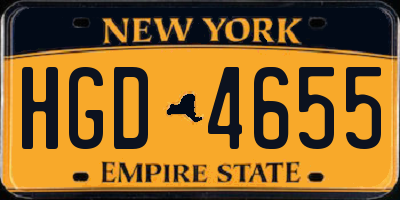 NY license plate HGD4655