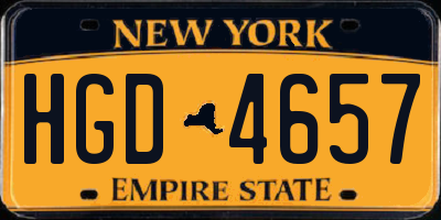 NY license plate HGD4657