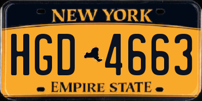 NY license plate HGD4663