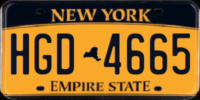 NY license plate HGD4665