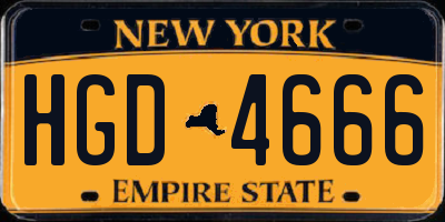NY license plate HGD4666